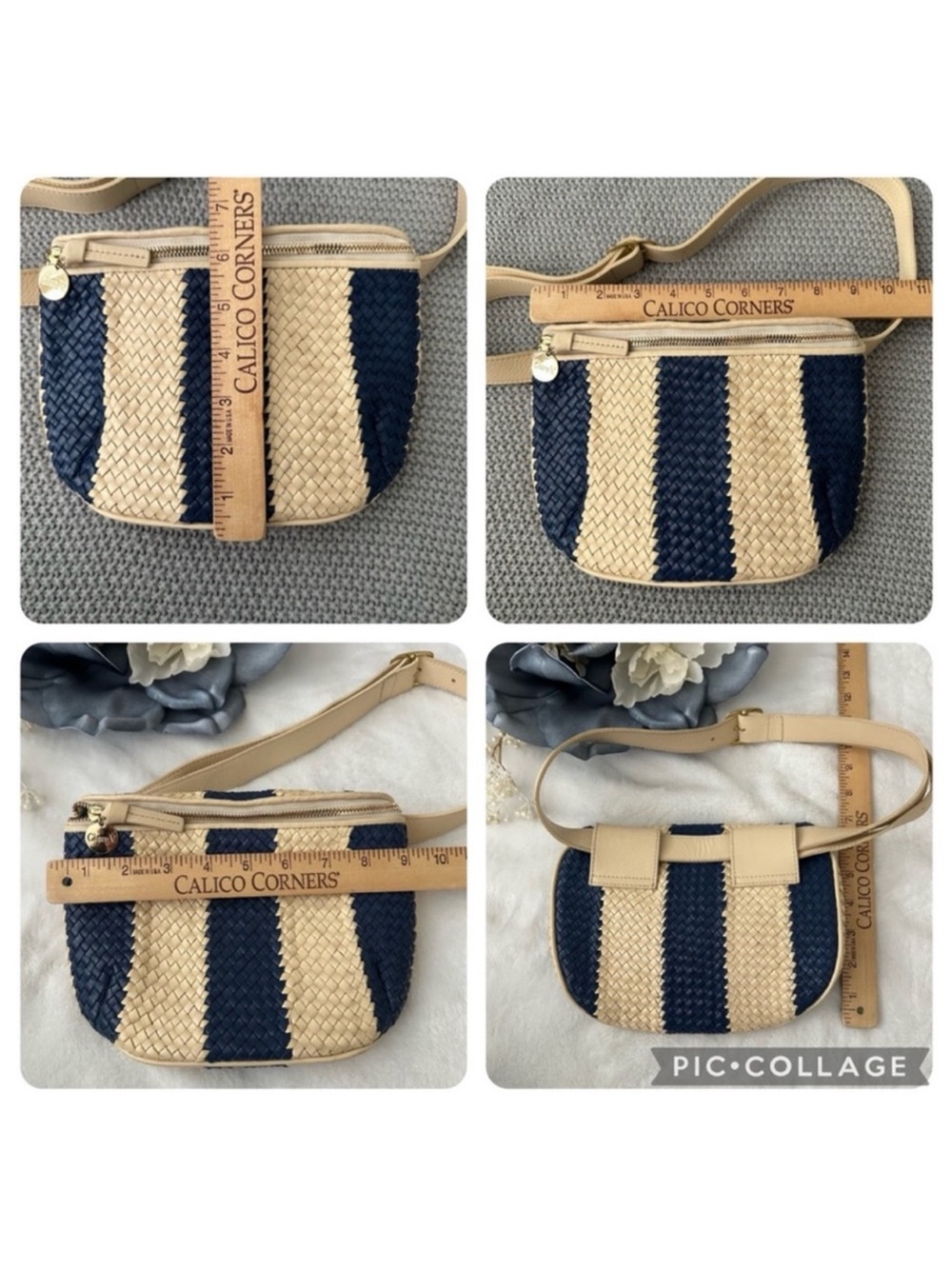 Clare V Woven Leather Striped Fanny Pack Crossbody Belt Bag - Picture 14 of 15
